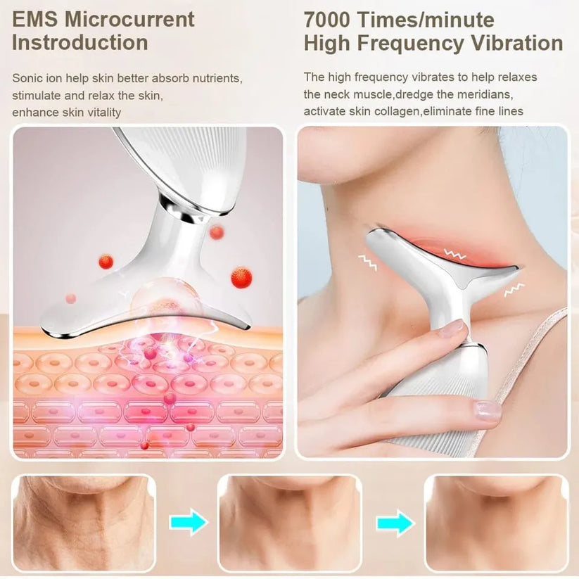 Rechargeable LED Facial Massager for Face & Neck - Vibrating Massager