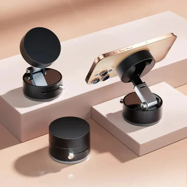 Vacuum Suction Magnetic Mobile Holder | Adjustable Foldable Car Phone Mount | Strong Dashboard & Home Phone Stand