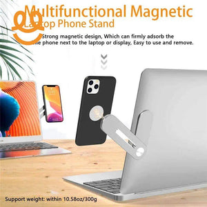Magnetic Foldable Laptop Side Phone Holder Adjustable Mobile Mount